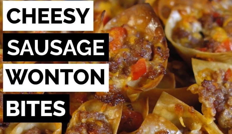 Cheesy Sausage Wonton Bites